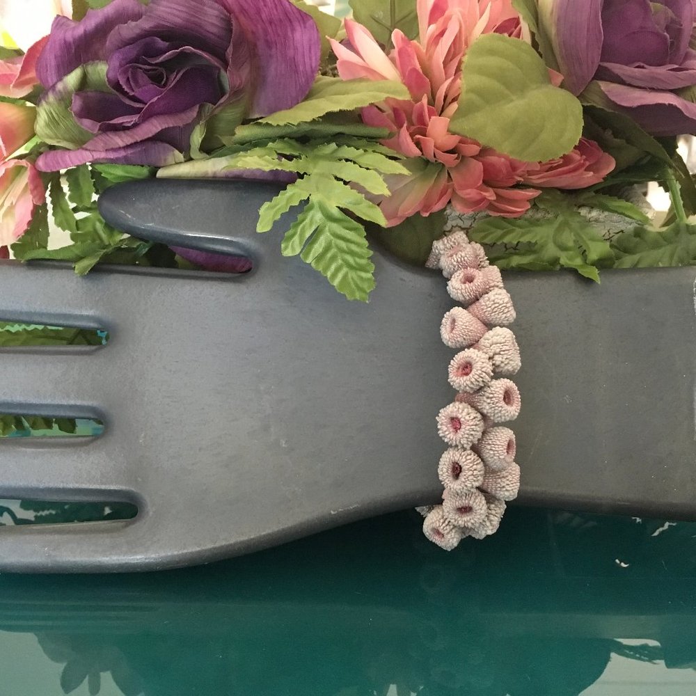 Bangle Bracelet of Pink Shell Shapes